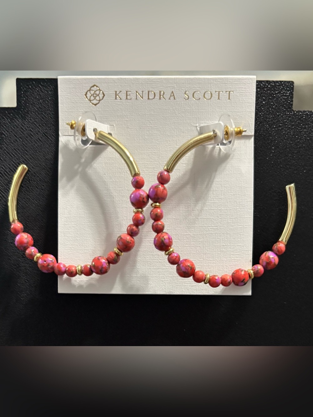 Kendra Scott Red Fushia Magnesite Beaded Hoops - Picture 7 of 9